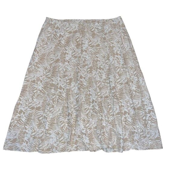 CJ BANKS Tan Botanical Linen Blend Midi Lined Skirt Size 1X - Picture 1 of 9